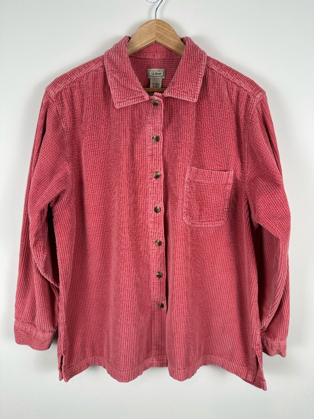 L.L.Bean Comfort Corduroy Shirt Jacket Shacket Pink XL 100% Cotton